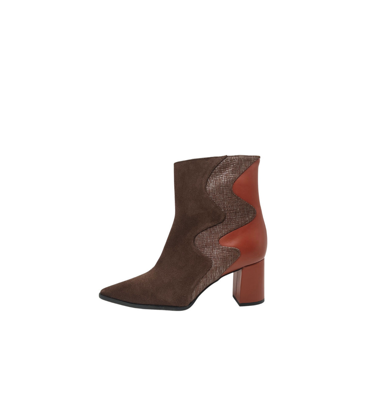 Vosso Moda Botín bimateria marrón-burdeos