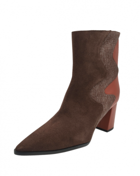 Vosso Moda Botín bimateria marrón-burdeos