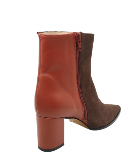 Vosso Moda Botín bimateria marrón-burdeos