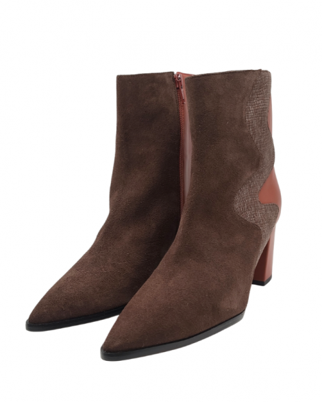 Vosso Moda Botín bimateria marrón-burdeos