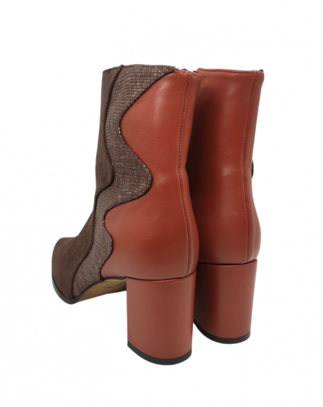 Vosso Moda Botín bimateria marrón-burdeos