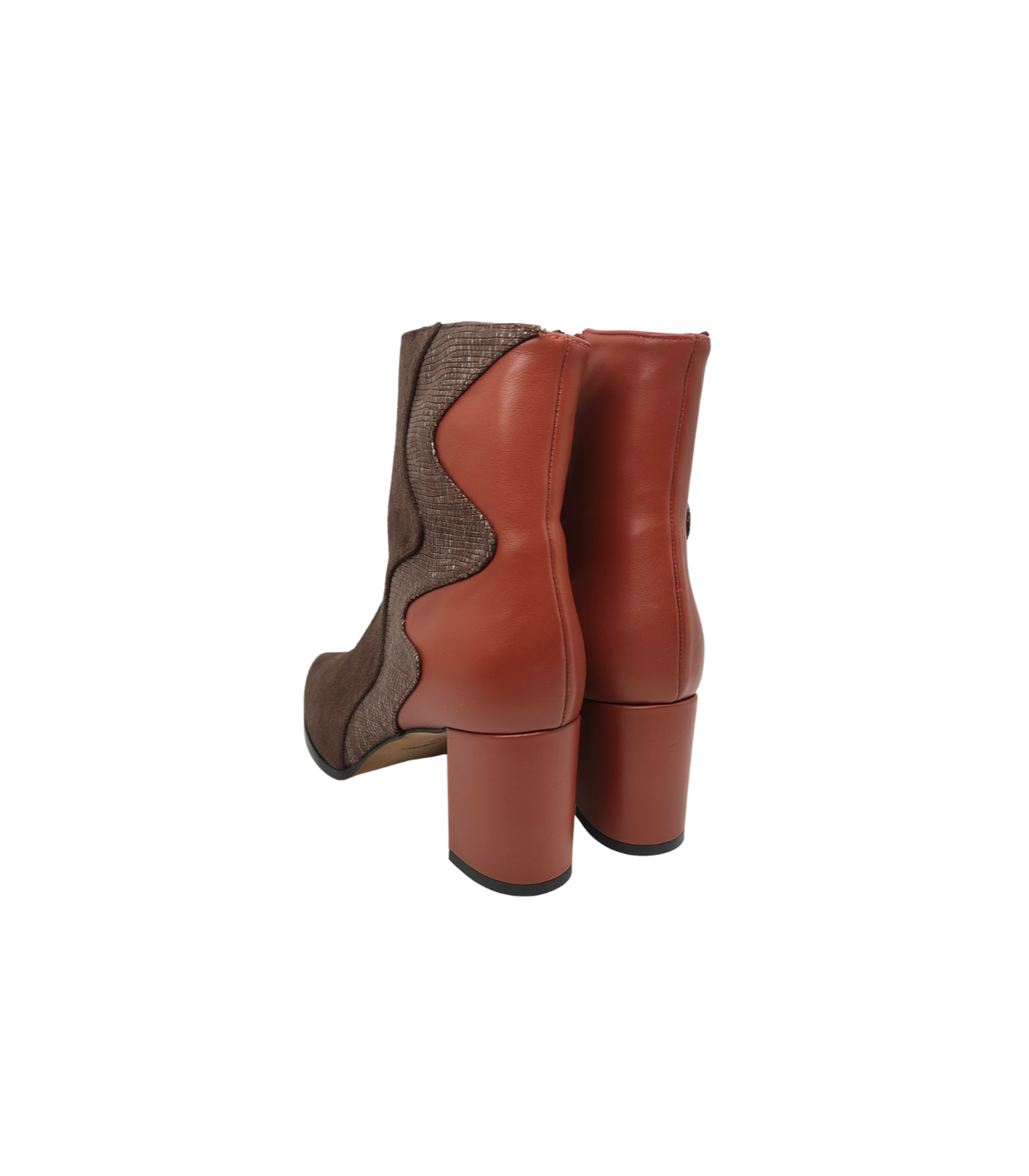 Vosso Moda Botín bimateria marrón-burdeos