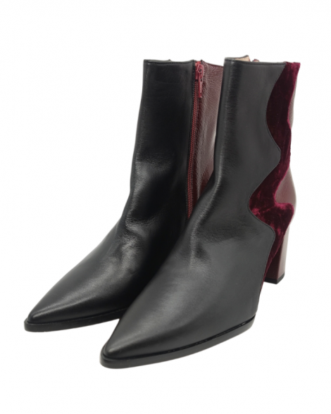 Vosso Moda Botín bimateria negro-granate