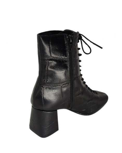 Vosso Moda Botín negro de piel efecto coco