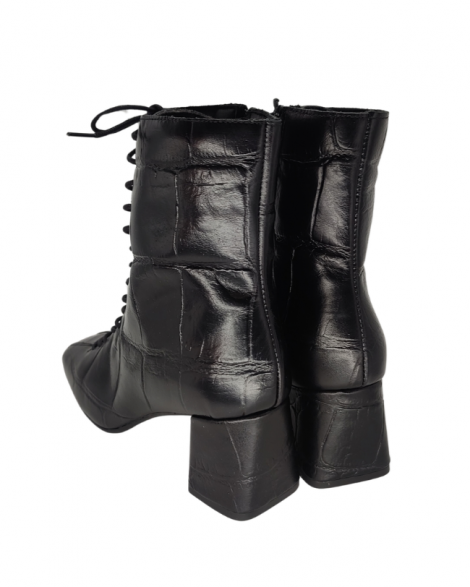 Vosso Moda Botín negro de piel efecto coco