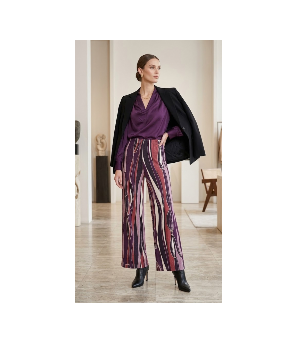 Scusi Pantalón de punto suave estampado