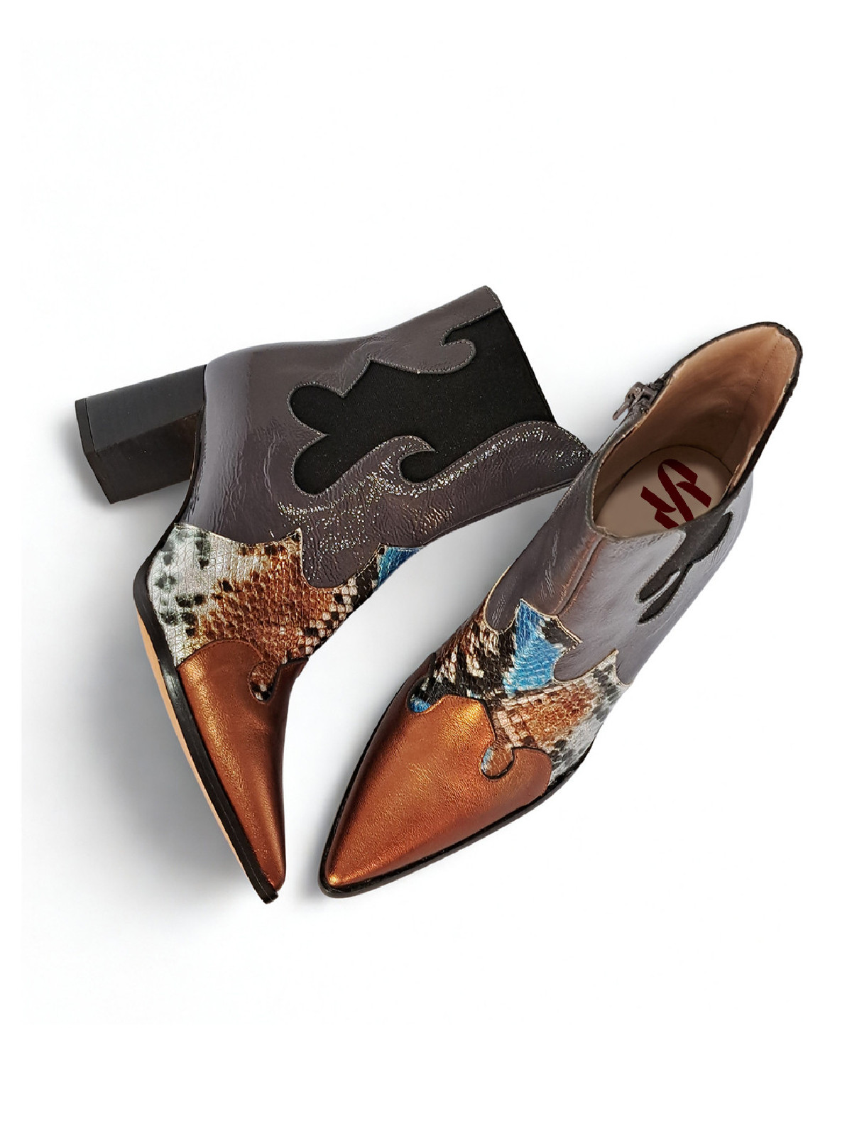 Vosso Moda Botín piel bicolor estampado