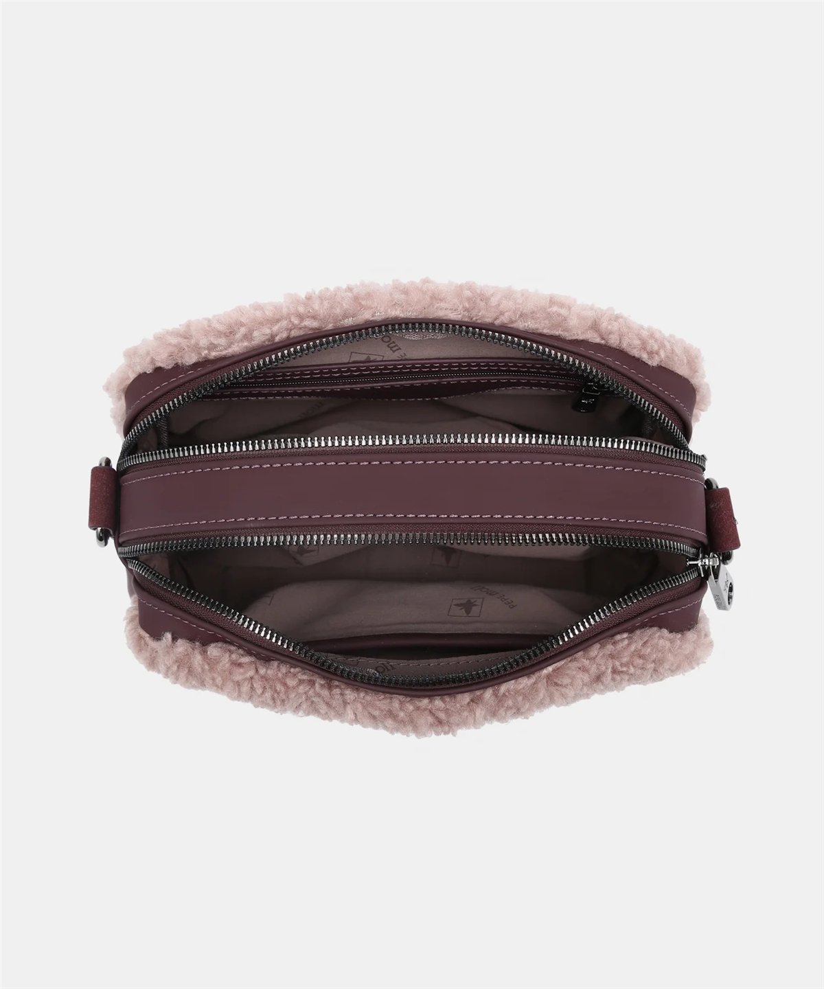 Pepe Moll Bolso bandolera Halia beige borreguito doble cremallera