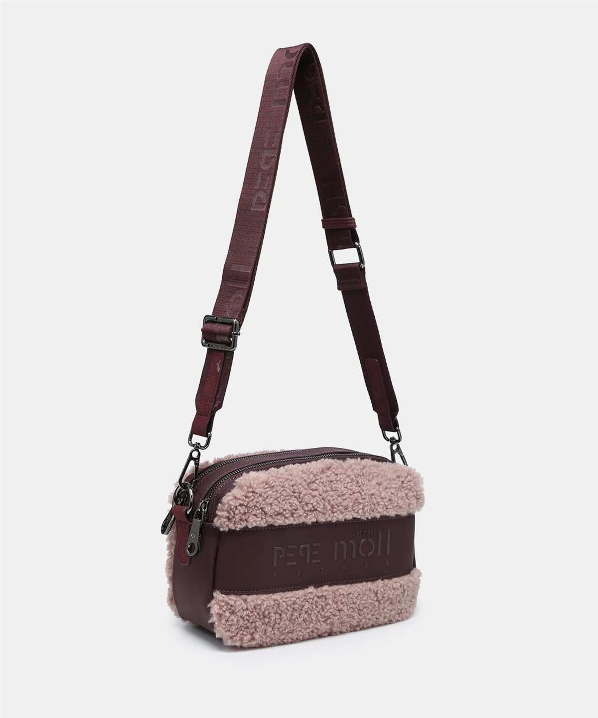 Pepe Moll Bolso bandolera Halia beige borreguito doble cremallera