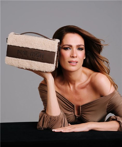Pepe Moll Bolso bandolera Halia nude borreguito doble cremallera