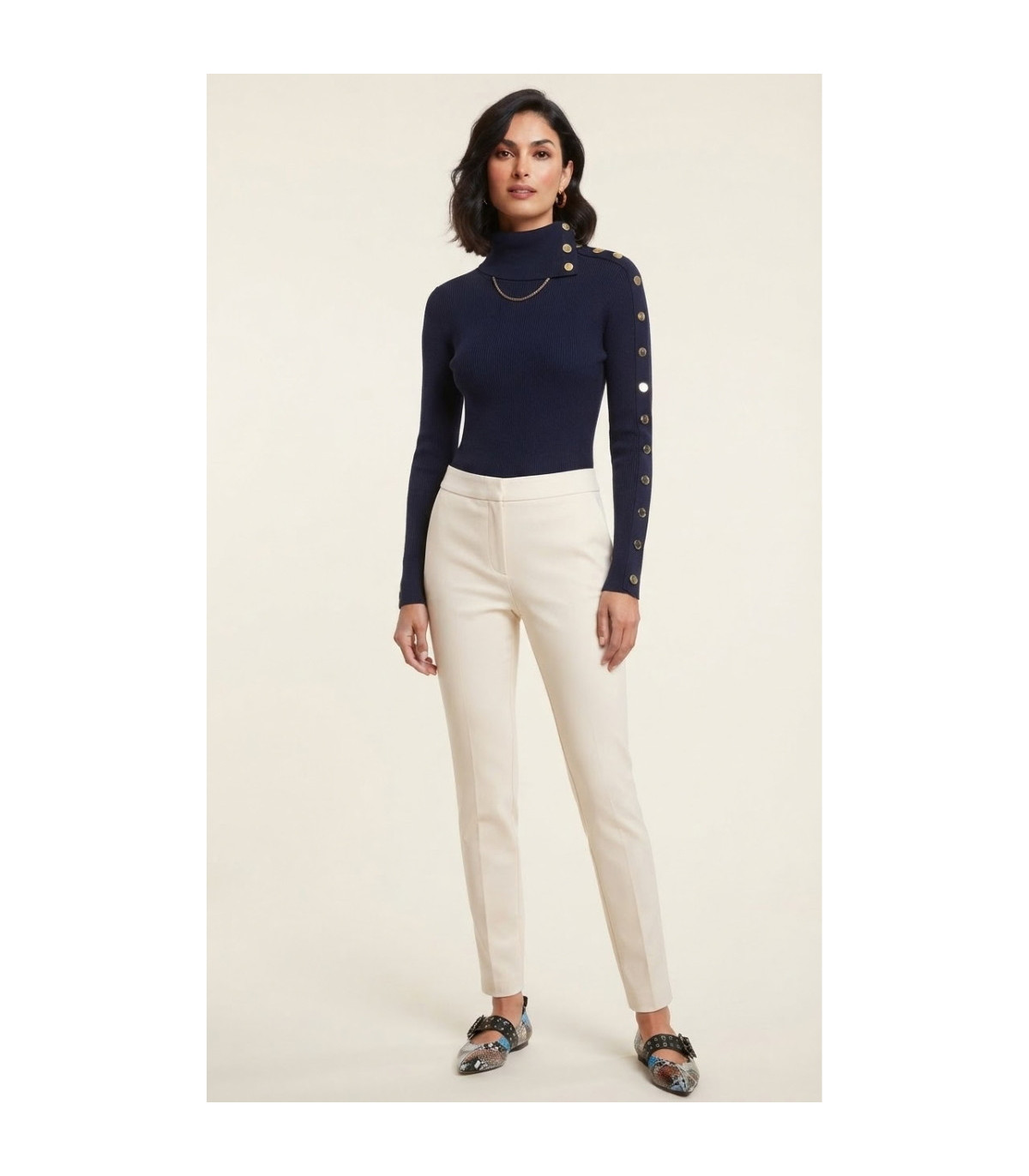 Nosecrets Jerey de punto navy con detalle de botones dorados
