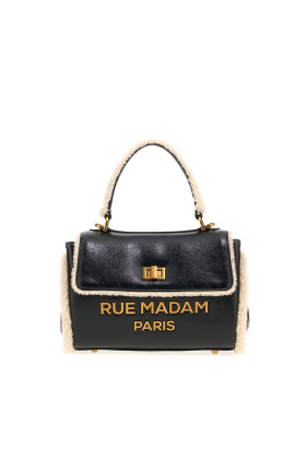 Rue Madam Bolso pequeño en ecopiel negra y detalle borreguito