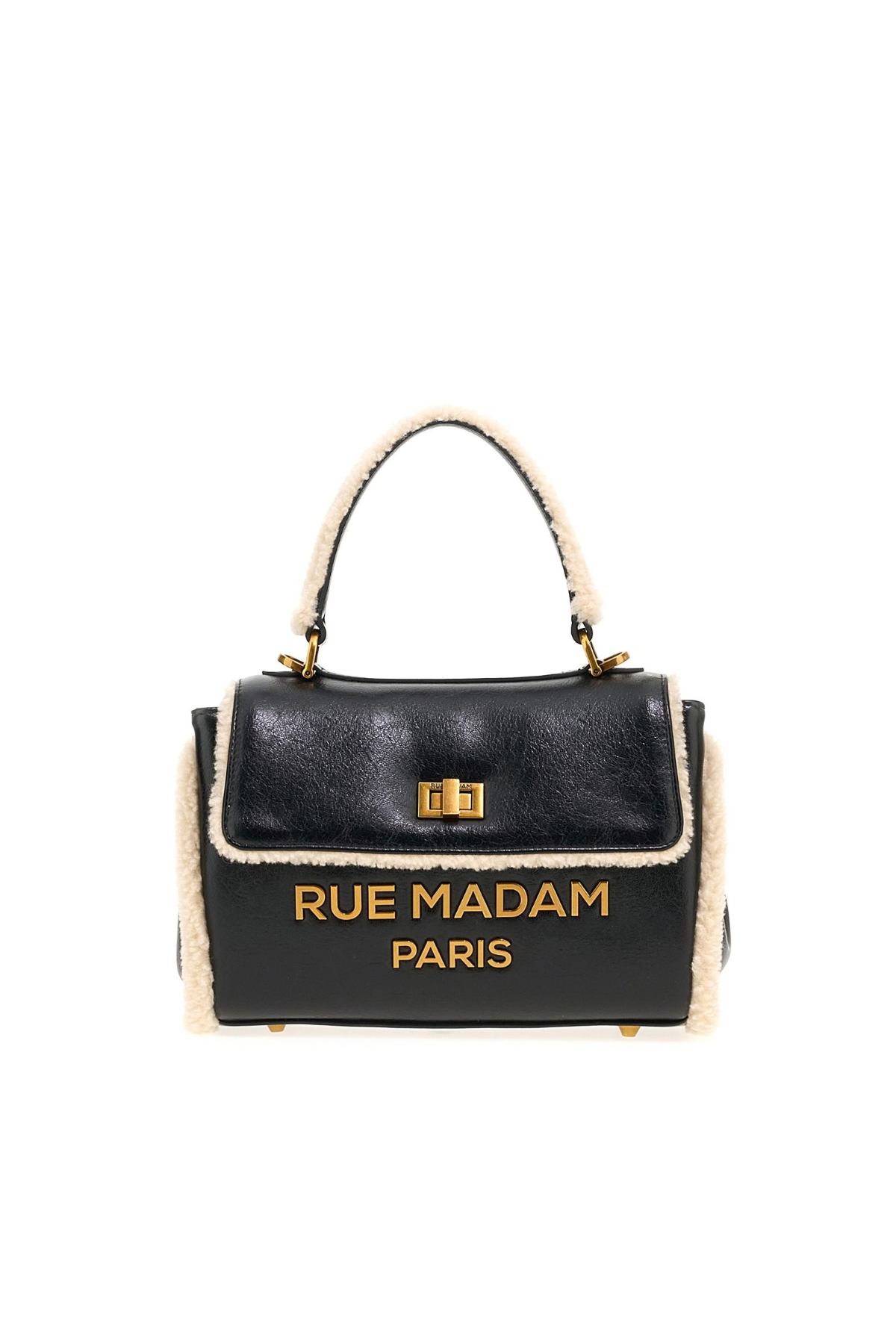 Rue Madam Bolso pequeño en ecopiel negra y detalle borreguito