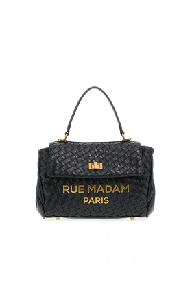 Rue Madam Bolso mediano de piel trenzada color negro