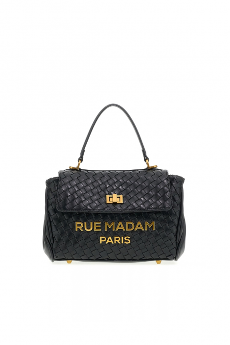 Rue Madam Bolso mediano de piel trenzada color negro