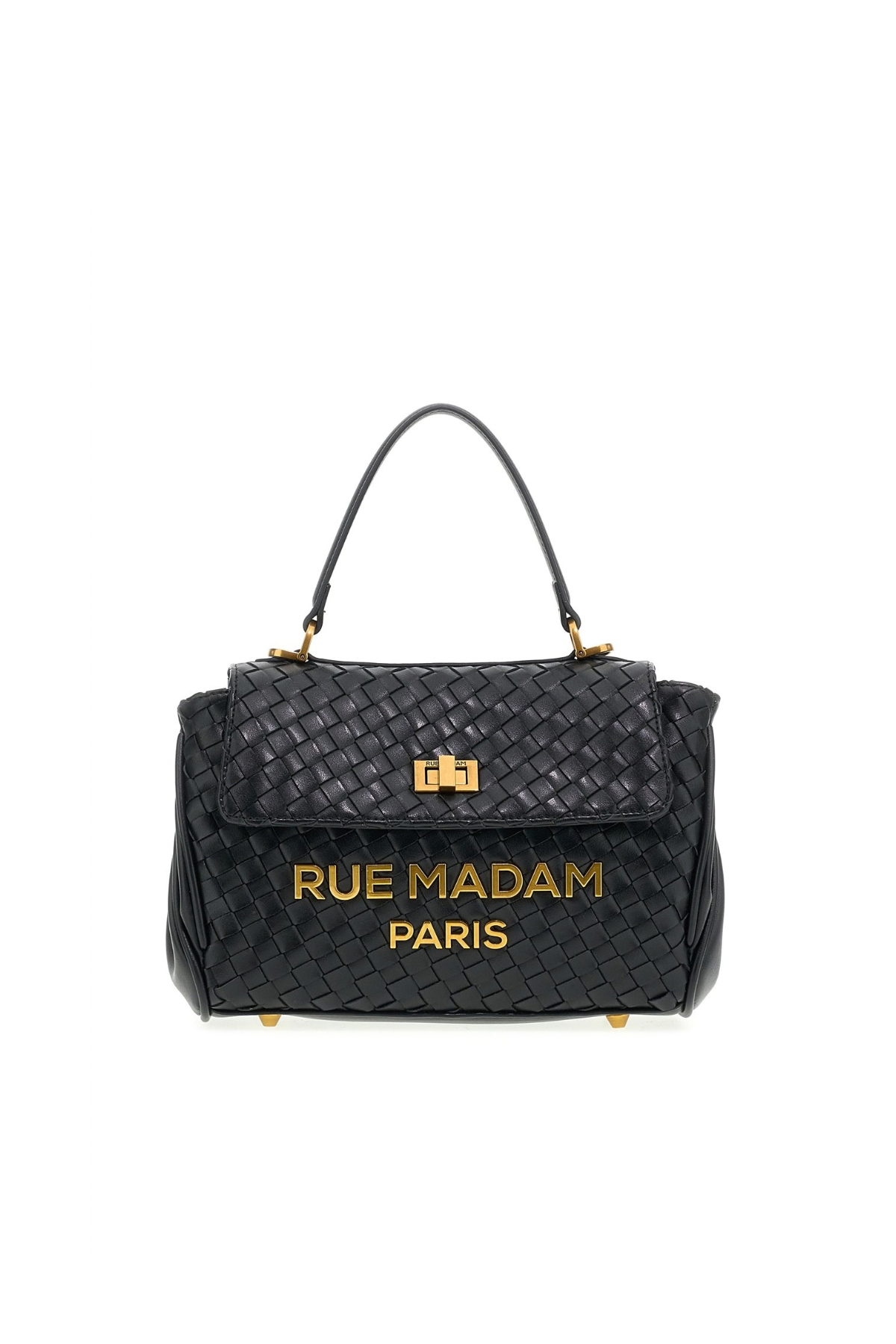 Rue Madam Bolso mediano de piel trenzada color negro