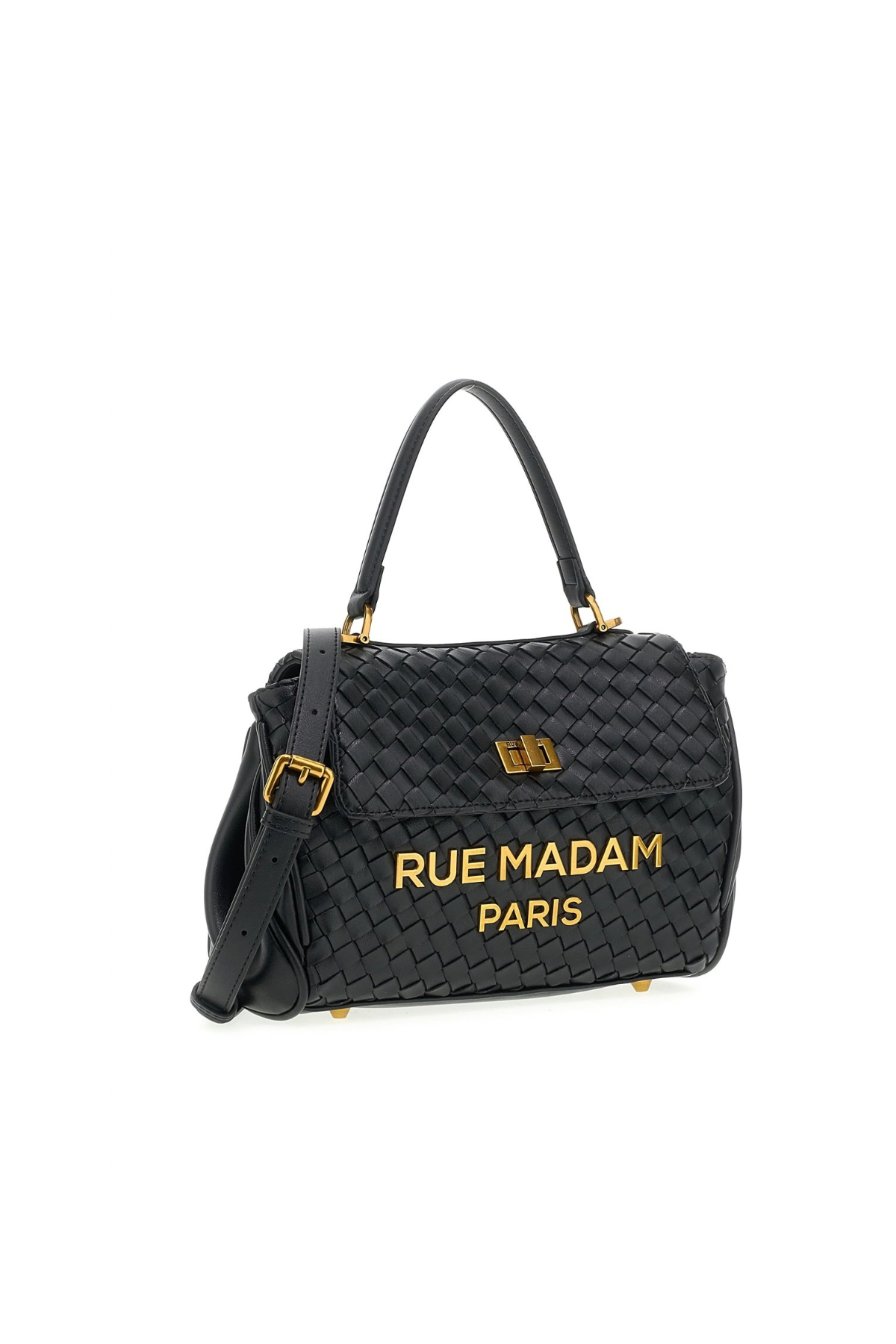 Rue Madam Bolso mediano de piel trenzada color negro