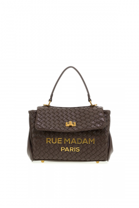 Rue Madam Bolso pequeño de piel trenzada color chocolate
