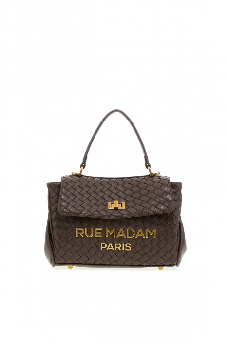 Rue Madam Bolso mediano de piel trenzada color chocolate