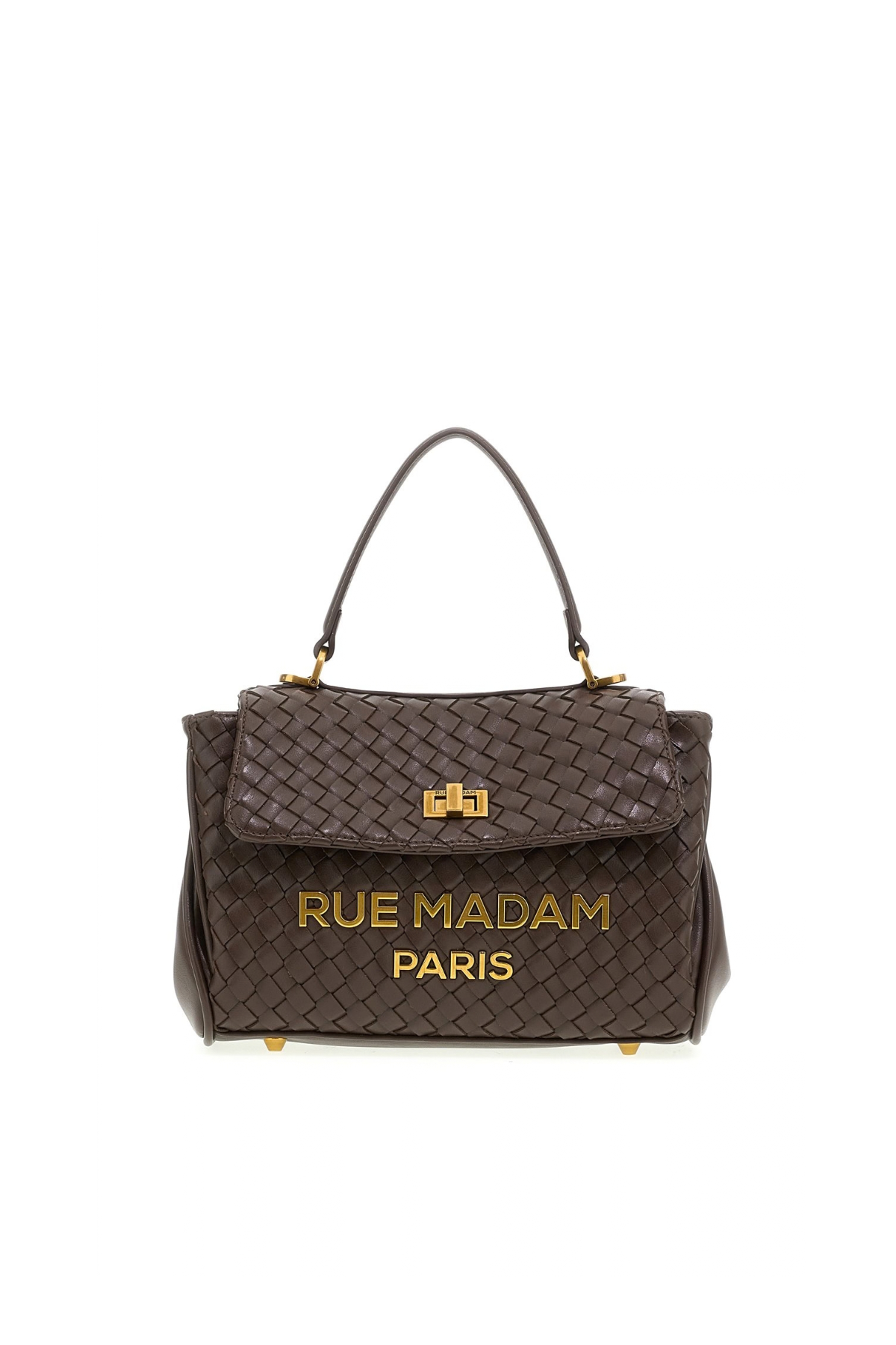 Rue Madam Bolso mediano de piel trenzada color chocolate