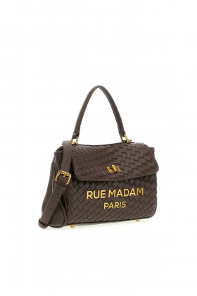 Rue Madam Bolso pequeño de piel trenzada color chocolate
