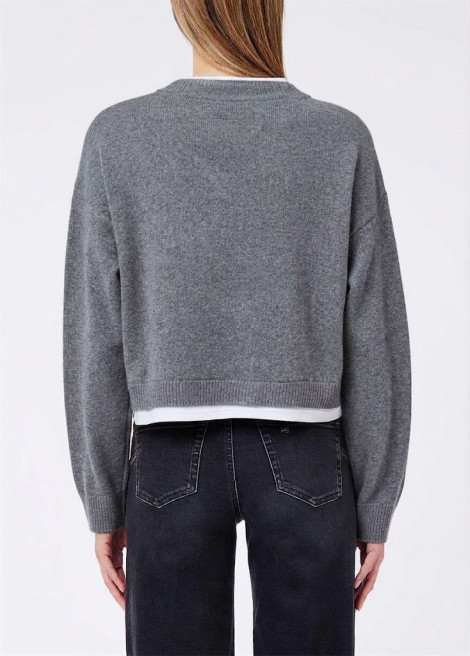 Liu Jo Jersey punto gris cuello doble