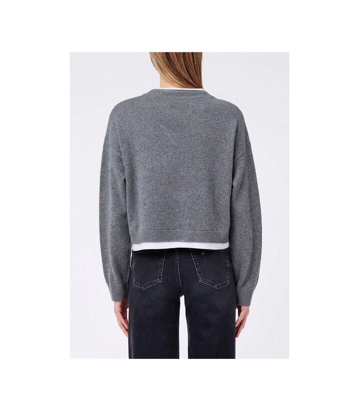 Liu Jo Jersey punto gris cuello doble