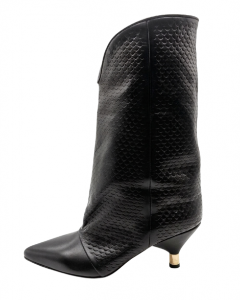 Vosso Moda Bota piel negra escamada