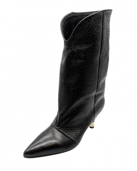 Vosso Moda Bota piel negra escamada