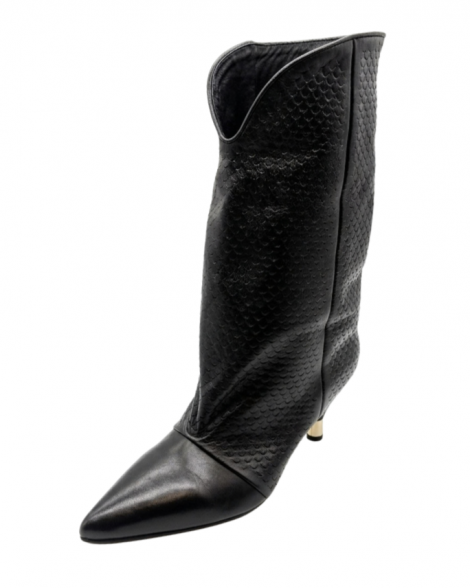 Vosso Moda Bota piel negra escamada