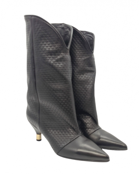 Vosso Moda Bota piel negra escamada