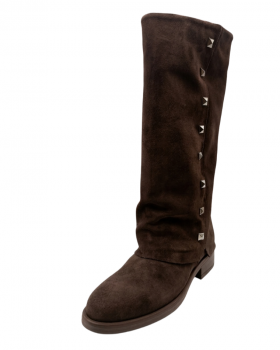 Vosso Moda Bota alta de serraje con detalle tachas