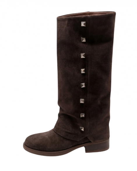 Vosso Moda Bota alta de serraje con detalle tachas