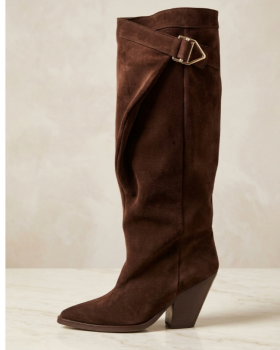 Vosso Moda Bota alta serraje detalle hebilla