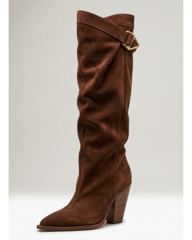 Vosso Moda Bota alta serraje detalle hebilla