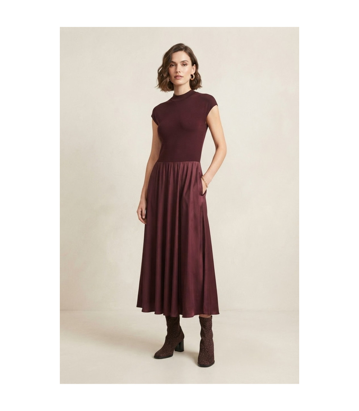 MYC Vestido satinado granate