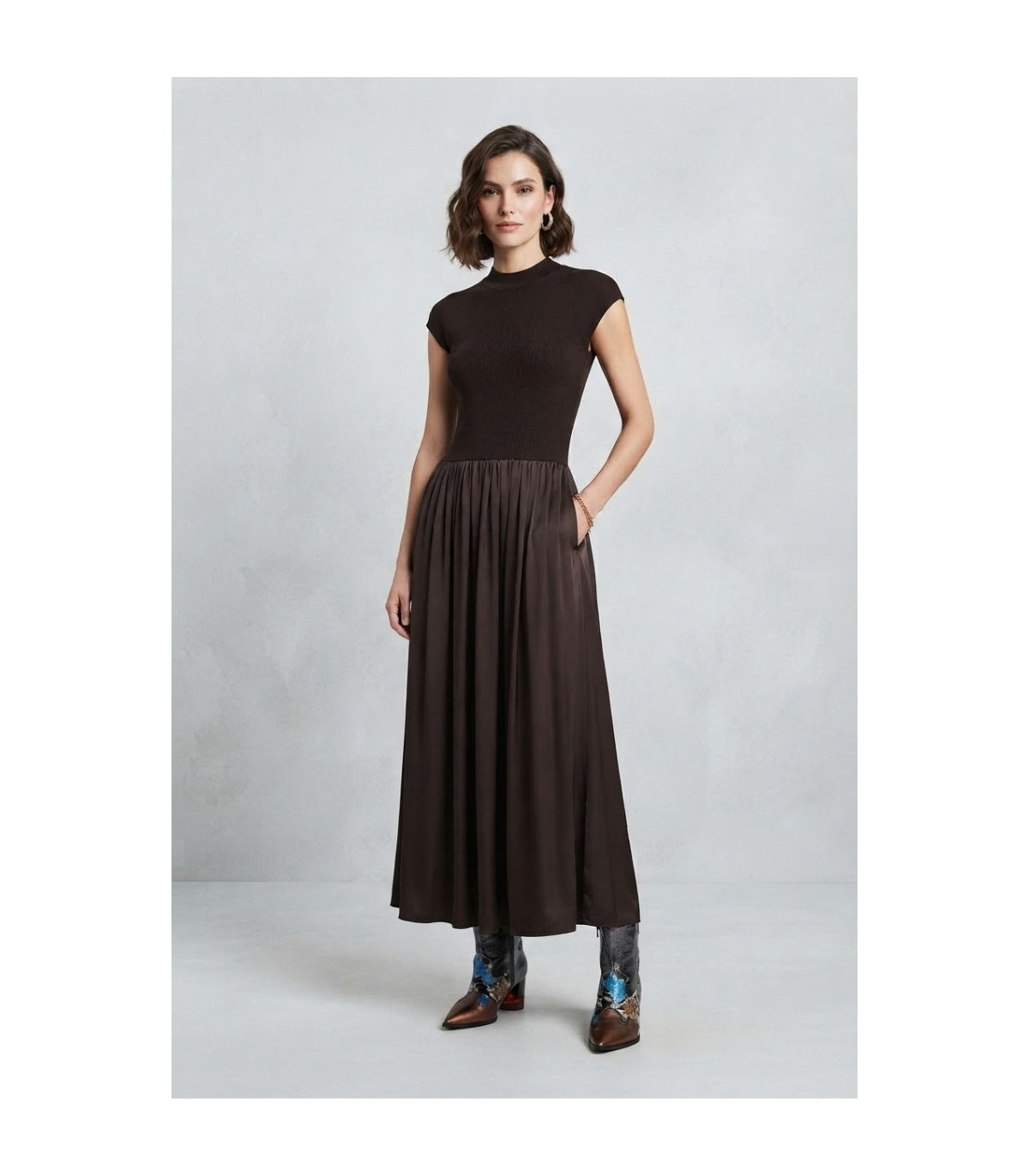 MYC Vestido satinado marrón