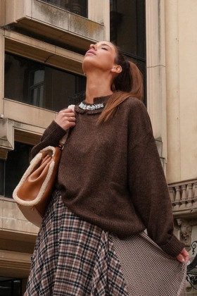 Liu Jo Jersey de punto trenzado con cuello joyas