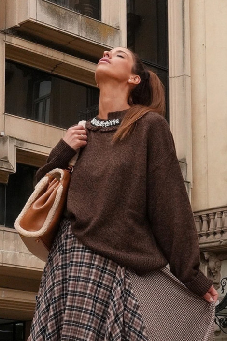 Liu Jo Jersey de punto trenzado con cuello joyas