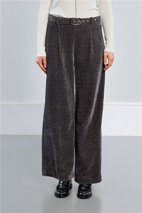 Lili Sidonio Pantalón palazzo micropana-lurex gris