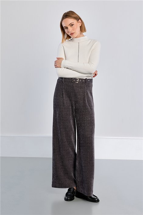 Lili Sidonio Pantalón palazzo micropana-lurex gris