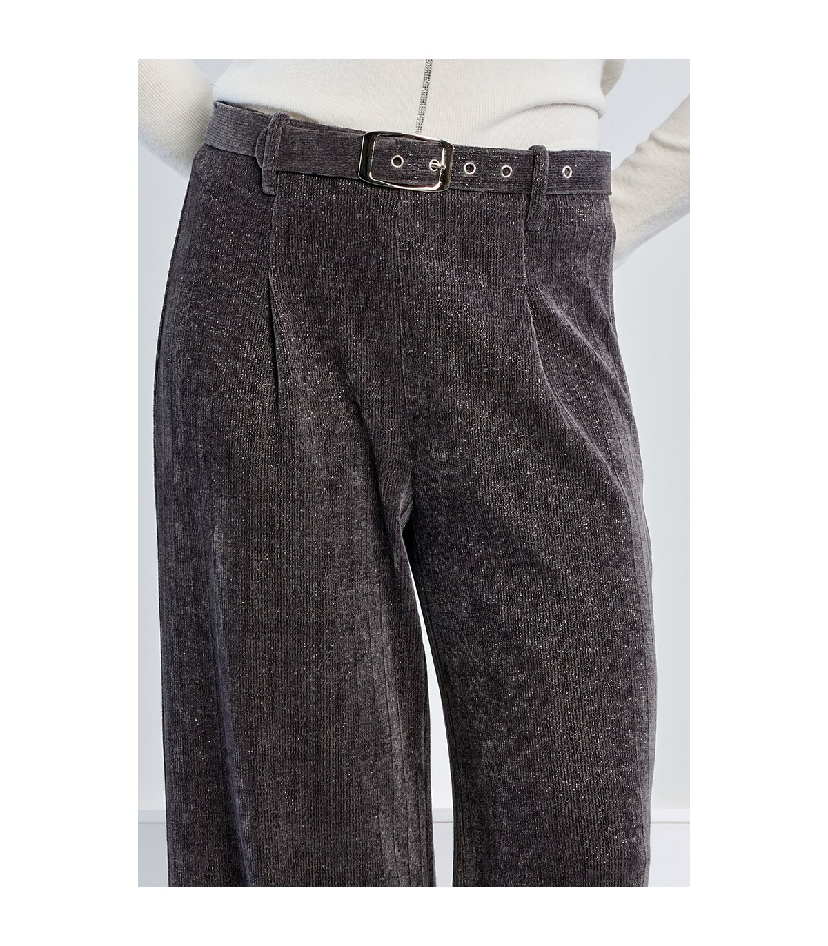 Lili Sidonio Pantalón palazzo micropana-lurex gris