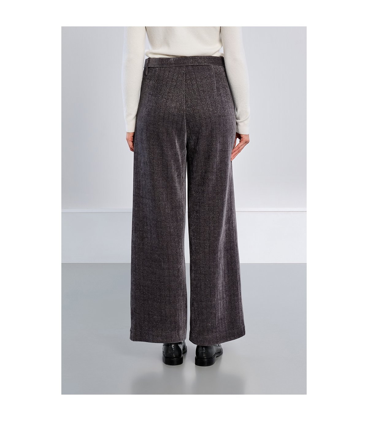 Lili Sidonio Pantalón palazzo micropana-lurex gris