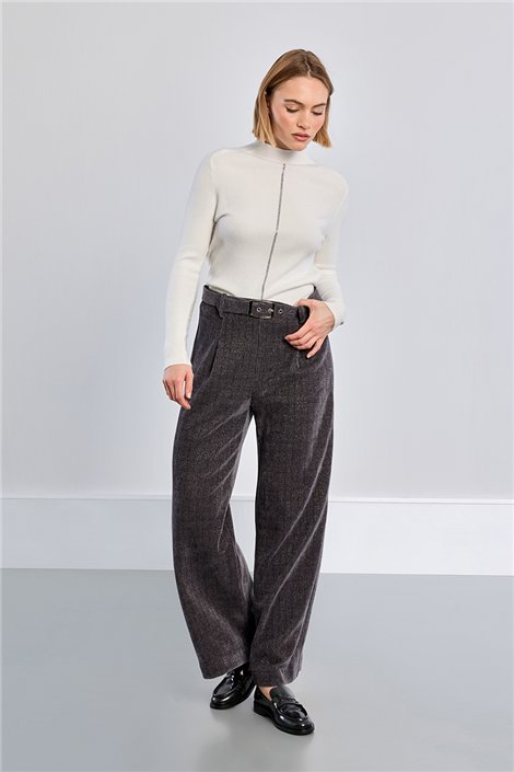 Lili Sidonio Pantalón palazzo micropana-lurex gris