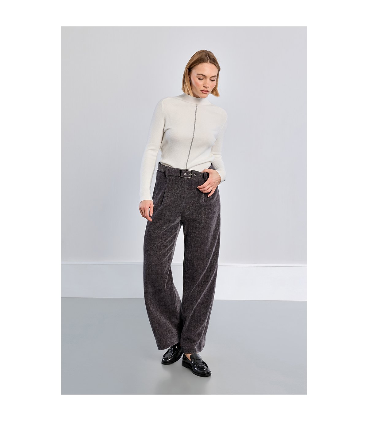 Lili Sidonio Pantalón palazzo micropana-lurex gris