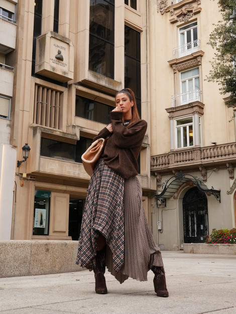 Dixie Falda asimétrica doble estampado