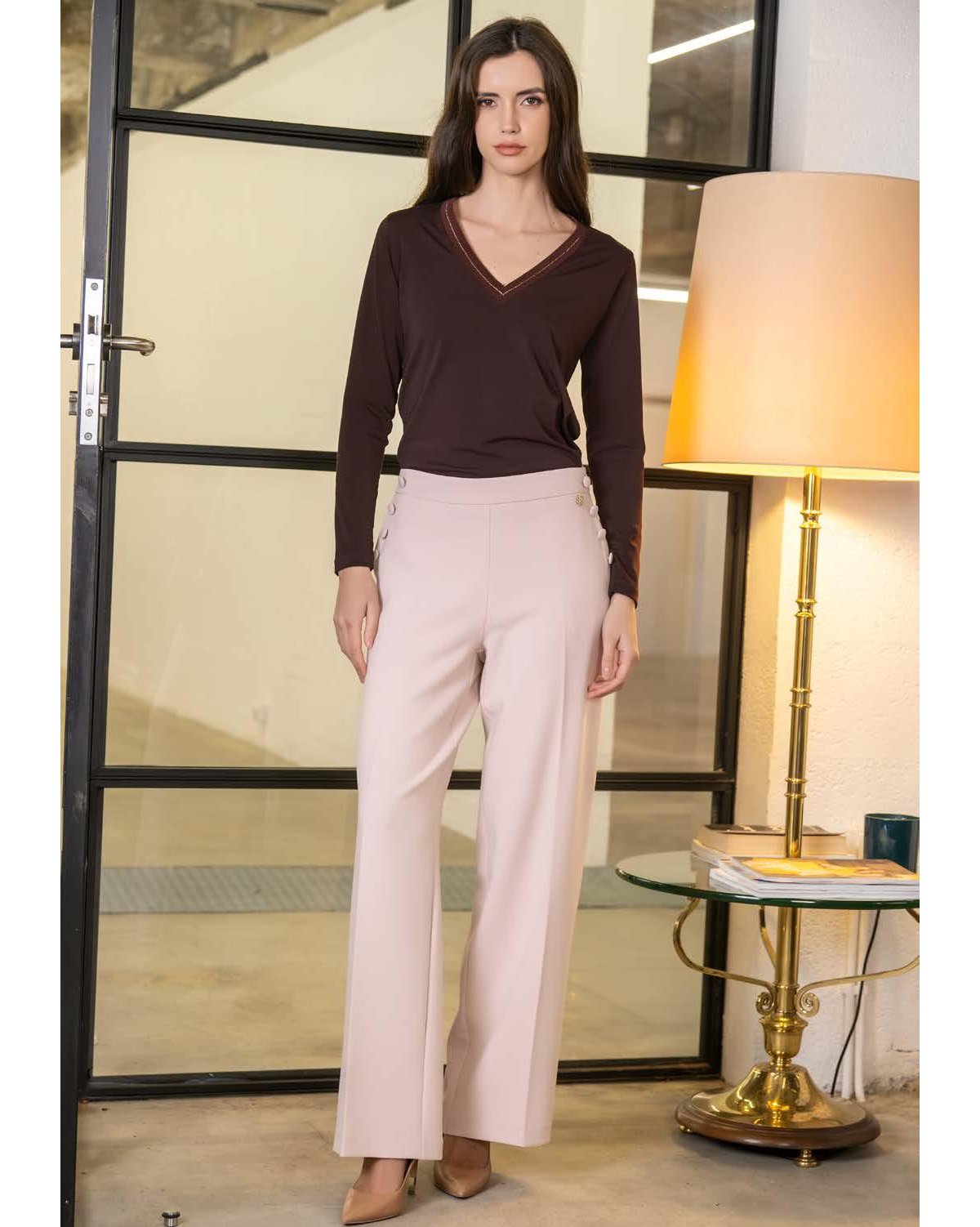 Scusi Blusa cuello V con detalle lurex