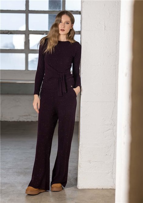 Scusi Blusa de punto morado con lazada