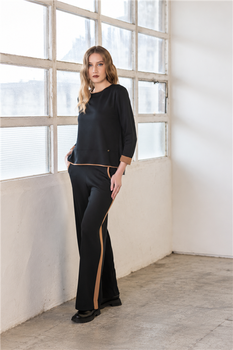 Scusi Jersey de punto ligero ribetes camel