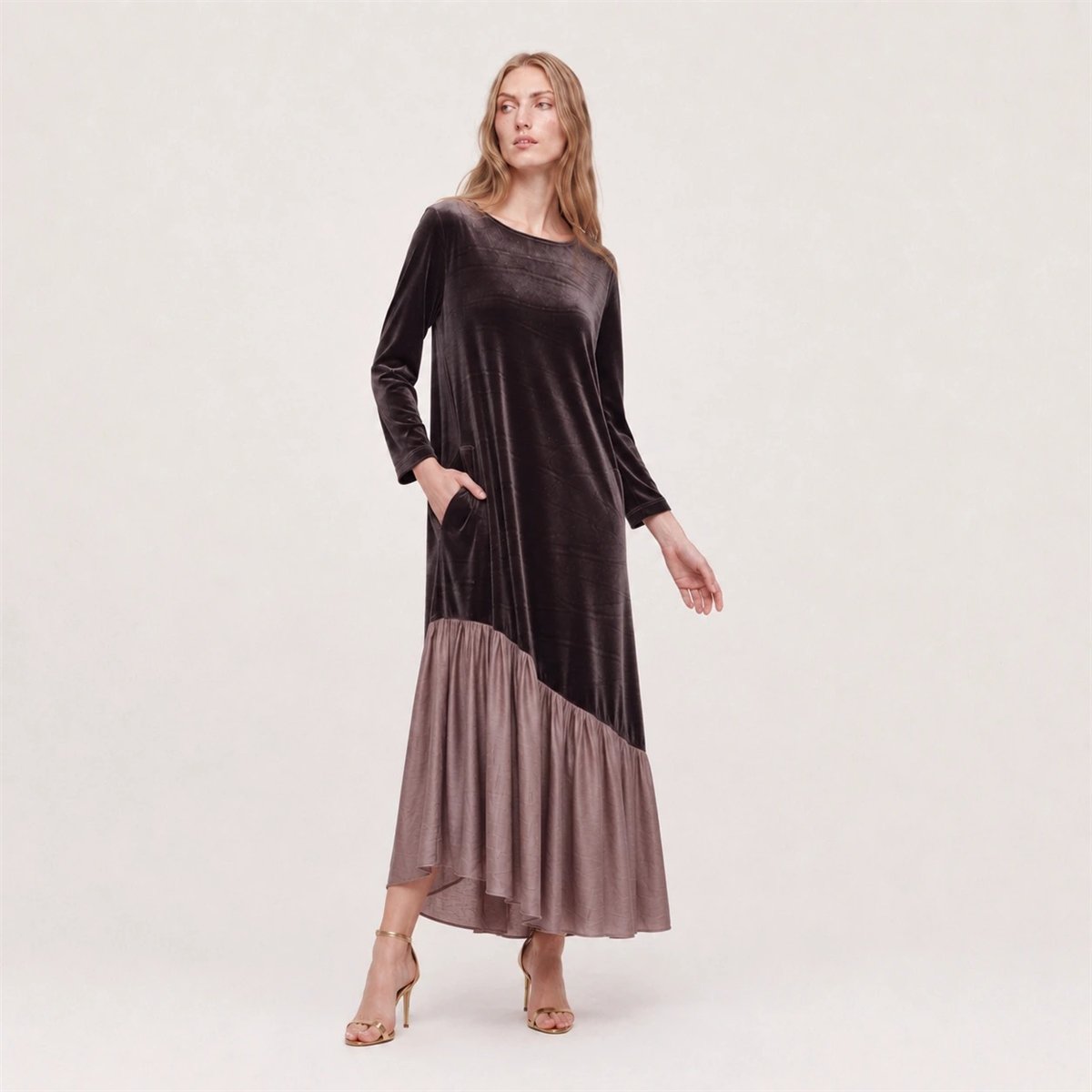 Parole Vestido Elsa terciopelo topo